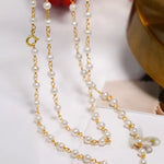 5mm Natural High Luster Pearls Necklace, 14K Gold Filled White Pearl Long Knitwear Necklace, Anniversary Gift Idea, Two Layer Necklace Etsy