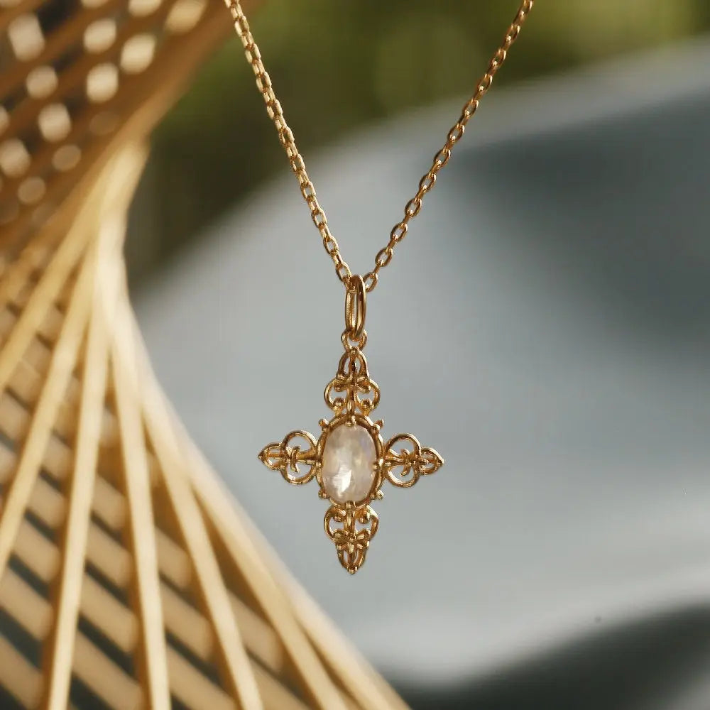 Natural Moonstone Carved Necklace, 18k Solid Yellow Gold Handmade Necklace, Lace Necklace, Gift for Her, Anniversary Gift Idea Retro Jewelry Etsy