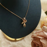 Bowknot White Diamonds Necklace, 18K Solid Yellow Gold Handmade Necklace Etsy