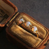 Three Opal Ring, 18K Solid Yellow Gold Handmade Ring, Horizontal Ring, October Birthstone, Gift for Her, Anniversary Gift, Fine Jewelry - LaCorserArtJewelry