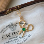 Emerald Cabochon Scissor Design Necklace - 18K Yellow Gold Etsy