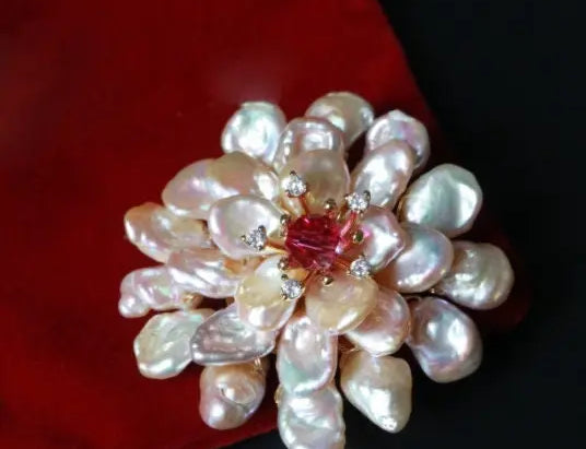 Natural Baroque White Pearl Brooch, 18k Gold Plated Vermeil Brooch, Handmade Flower Brooch, Anniversary Gift Idea, Gift for Her Gift for Mom Etsy
