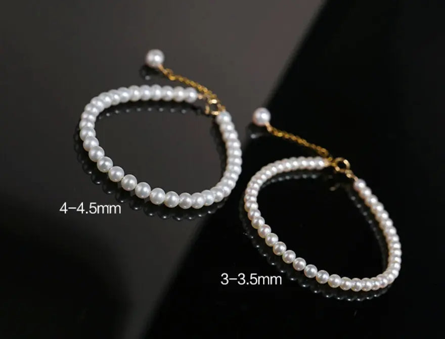 5A+ Natural Freshwater Baby Pearl Bracelets, Handmade 18k Solid Yellow Gold Bracelets, Stackable Bracelet, Anniversary Gift Idea Etsy