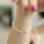 3-4mm Natural Freshwater Baby Pearl Bracelets, Handmade 18k Solid Yellow Gold Baby Golden Pearl Bracelets, Freshwater Baby Pearl Beaded Etsy