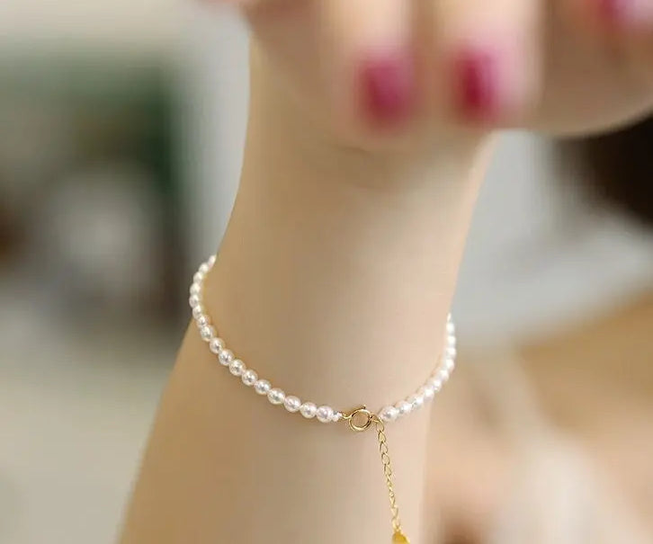 3-4mm Natural Freshwater Baby Pearl Bracelets, Handmade 18k Solid Yellow Gold Baby Golden Pearl Bracelets, Freshwater Baby Pearl Beaded Etsy