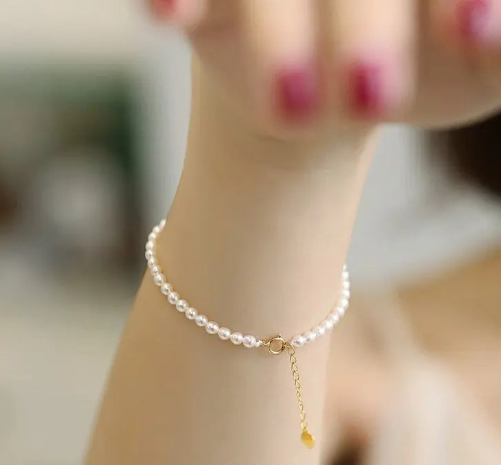 3-4mm Natural Freshwater Baby Pearl Bracelets, Handmade 18k Solid Yellow Gold Baby Golden Pearl Bracelets, Freshwater Baby Pearl Beaded Etsy