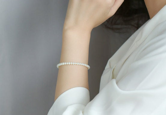 Natural Freshwater Pearl Bracelet - 4mm Oval Beads in Yellow Gold Fill Etsy