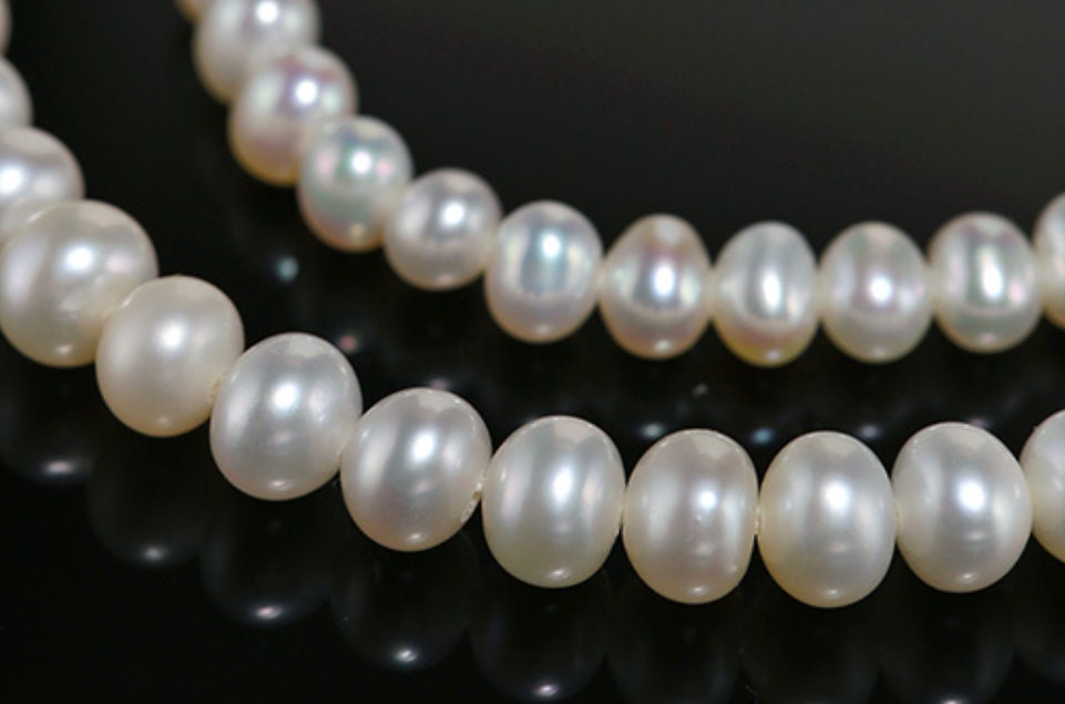 Natural Freshwater Pearl Bracelet - 4mm Oval Beads in Yellow Gold Fill Etsy