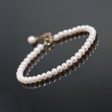 Natural Freshwater Pearl Bracelet - 4mm Oval Beads in Yellow Gold Fill Etsy