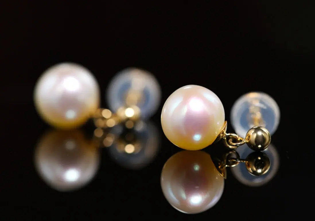 8mm Pearl Drop Earrings - 18K Yellow Gold Etsy