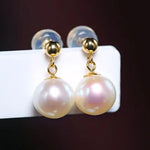 8mm Pearl Drop Earrings - 18K Yellow Gold Etsy