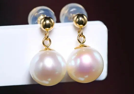 8mm Pearl Drop Earrings - 18K Yellow Gold Etsy