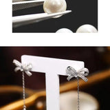 8mm Natural High Luster Pearl Earrings, Handmade Silver 925 Earrings, Freshwater White Pink Pearl Bowknot Earrings, Anniversary Gift Idea Etsy