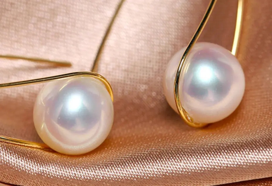 9mm High Luster Akoya Pearl Hook Earrings - 18K Yellow Gold Etsy