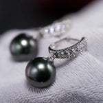 10-11mm Natural Tahitian Peacock Green Pearl Earrings, 18K White Gold Earrings, Black Pearl Earrings Etsy