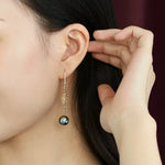 Tahitian Pearl  Diamond Drop Earrings - 18K Yellow Gold Etsy