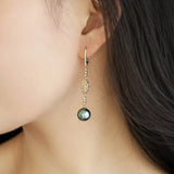 Tahitian Pearl  Diamond Drop Earrings - 18K Yellow Gold Etsy