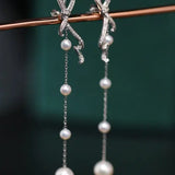 4-8mm Natural High Luster White Pearl Earrings, Handmade S925 Drop Earrings, Tassel Earrings, Gift for Mom, Gift for Her, Anniversary Idea - LaCorserArtJewelry