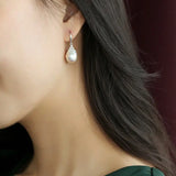 4A+ Natural High Luster Baroque Pearl Earrings, Handmade Silver 925 White Pearl Earrings, Freshwater Pearl Disc Earrings Gift for Her - LaCorserArtJewelry