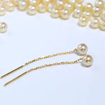 Natural Akoya Golden Pearl Drop Earrings, 18k Solid Yellow Gold Handmade Drop Earrings, Anniversary Gift Idea, Gift for Her Etsy