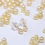 4mm Natural Akoya Golden Pearl Earrings, 18k Solid Yellow Gold Handmade Stud Earrings, Anniversary Gift Idea, Gift for Her Etsy