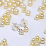 4mm Natural Akoya Golden Pearl Earrings, 18k Solid Yellow Gold Handmade Stud Earrings, Anniversary Gift Idea, Gift for Her Etsy