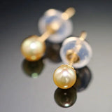 Natural Akoya Golden Pearl Drop Earrings, 18k Solid Yellow Gold Handmade Drop Earrings, Anniversary Gift Idea, Gift for Her Etsy