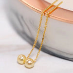 Natural Akoya Golden Pearl Drop Earrings, 18k Solid Yellow Gold Handmade Drop Earrings, Anniversary Gift Idea, Gift for Her Etsy