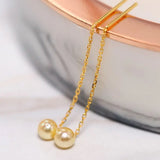 Natural Akoya Golden Pearl Drop Earrings, 18k Solid Yellow Gold Handmade Drop Earrings, Anniversary Gift Idea, Gift for Her Etsy