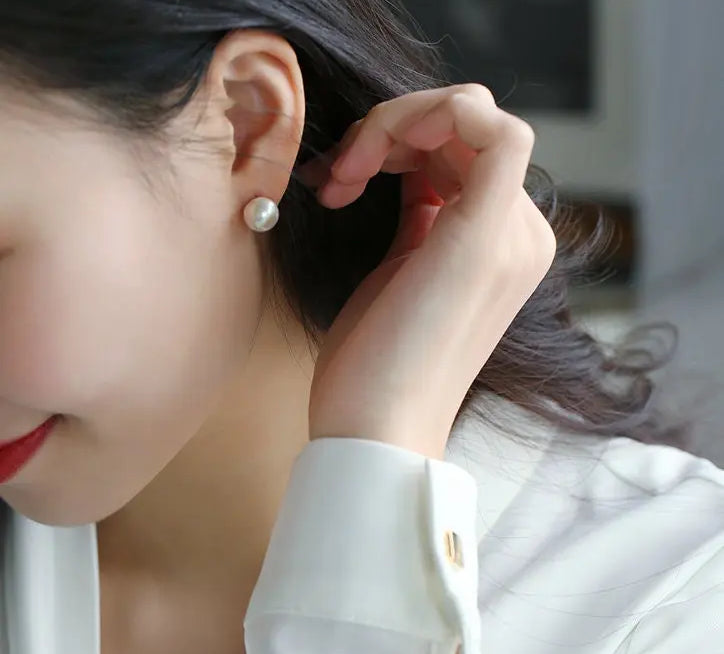 12mm High Luster Golden Pearl Studs - 18K Yellow Gold Etsy