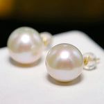 12mm High Luster Golden Pearl Studs - 18K Yellow Gold Etsy