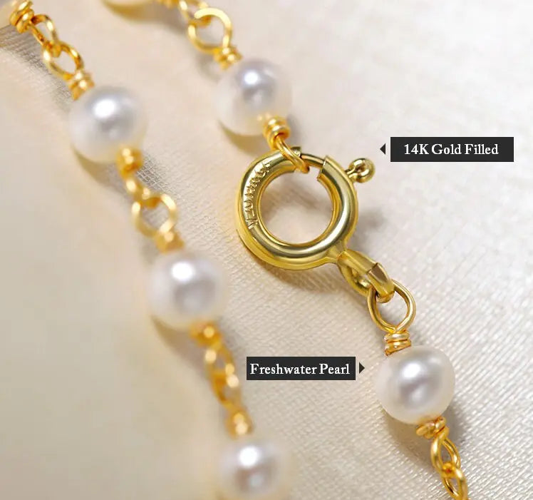 5mm Natural High Luster Pearls Necklace, 14K Gold Filled White Pearl Long Knitwear Necklace, Anniversary Gift Idea, Two Layer Necklace Etsy