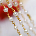 5mm Natural High Luster Pearls Necklace, 14K Gold Filled White Pearl Long Knitwear Necklace, Anniversary Gift Idea, Two Layer Necklace Etsy