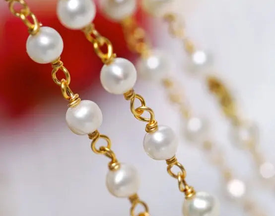 5mm Natural High Luster Pearls Necklace, 14K Gold Filled White Pearl Long Knitwear Necklace, Anniversary Gift Idea, Two Layer Necklace Etsy