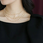5mm Natural High Luster Pearls Necklace, 14K Gold Filled White Pearl Long Knitwear Necklace, Anniversary Gift Idea, Two Layer Necklace Etsy