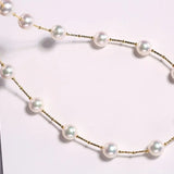 AAA+ Natural Akoya Pearl 9-9.5mm Necklace - 18K Yellow Gold Etsy