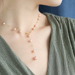 18K Yellow Gold Choker - 6mm Natural Nude Purple Pearl Y-Necklace Etsy