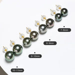Natural Peacock Green Tahitian Pearls Earrings, 18K Yellow Gold Black Pearl Earrings Stud Earrings Etsy