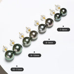 Natural Peacock Green Tahitian Pearls Earrings, 18K Solid Yellow Gold Black Pearl Earrings, Seawater Pearl Stud Earrings, Gift Idea Etsy