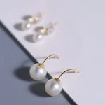 18K Solid Yellow Gold with 5A+ White Purple Pearl Earrings, Handmade Earrings, Anniversary Gift Idea, Edison Pearl Earrings, Gift For Mom Etsy