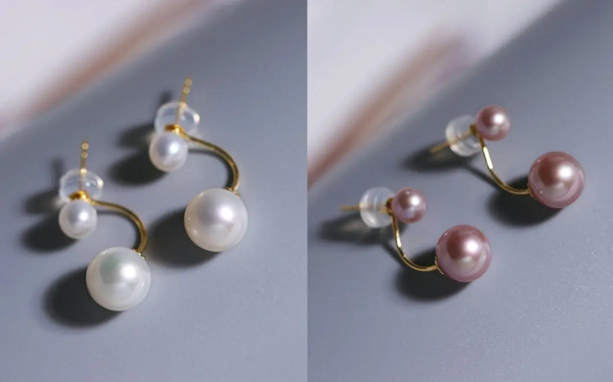 5A+ Natural High Luster White Pearl Earrings, 18K Solid Yellow Gold Earrings, Anniversary Gift Idea, Edison Pearl Earrings Etsy