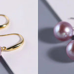 5A+ High Luster 10mm White Purple Pearl Earrings, 18K Solid Yellow Gold Handmade Earrings, Anniversary Gift Idea, Edison Pearl Earrings Etsy