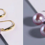 5A+ High Luster 10mm White Purple Pearl Earrings, 18K Solid White Gold Handmade Earrings, Anniversary Gift Idea, Edison Pearl Earrings Etsy
