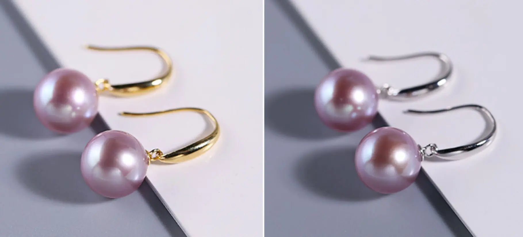 5A+ High Luster 10mm White Purple Pearl Earrings, 18K Solid White Gold Handmade Earrings, Anniversary Gift Idea, Edison Pearl Earrings Etsy