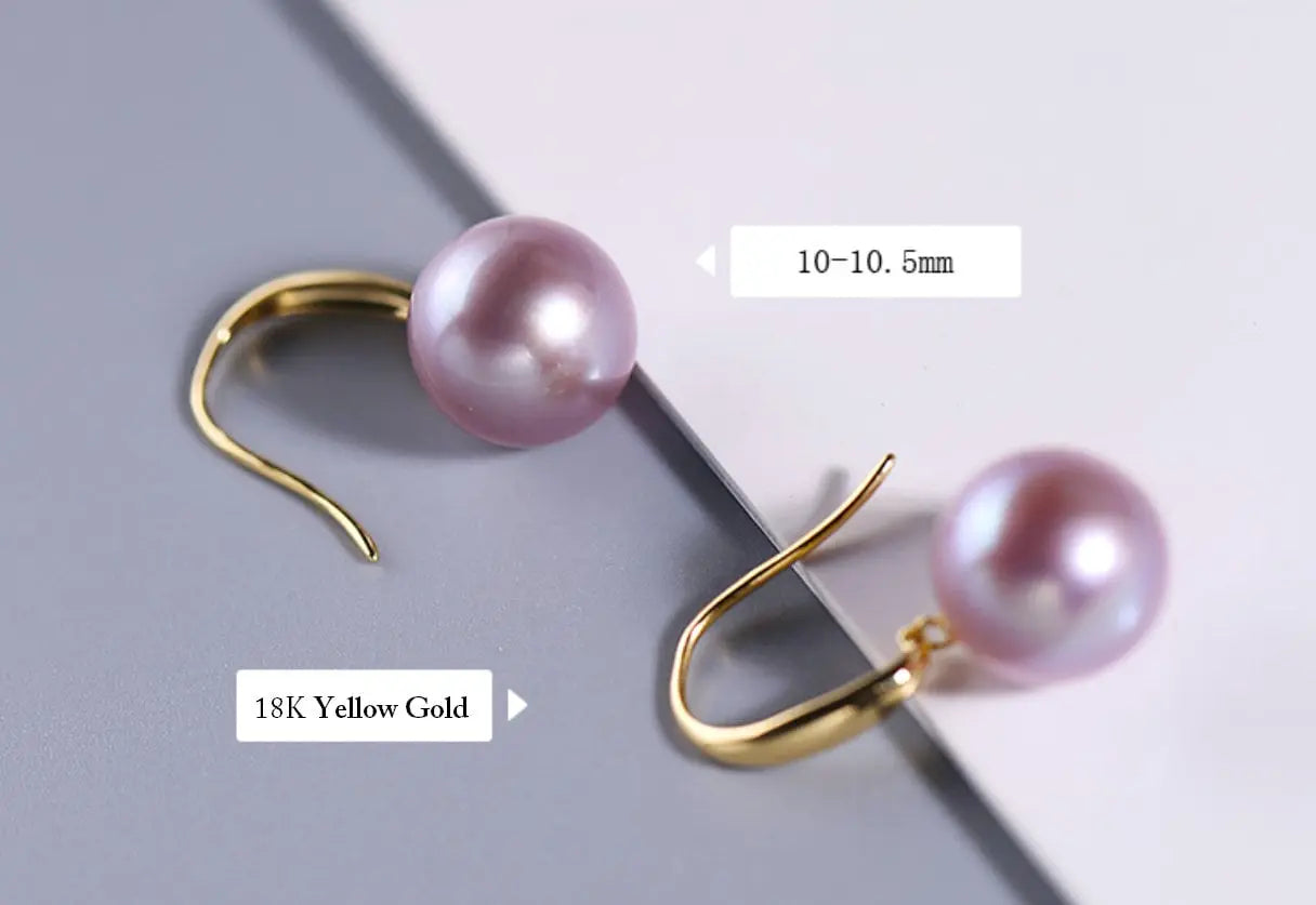 5A+ High Luster 10mm White Purple Pearl Earrings, 18K Solid White Gold Handmade Earrings, Anniversary Gift Idea, Edison Pearl Earrings Etsy
