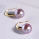 5A+ High Luster 10mm White Purple Pearl Earrings, 18K Solid White Gold Handmade Earrings, Anniversary Gift Idea, Edison Pearl Earrings Etsy