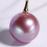 18K Gold High Luster Purple Pearl & White Diamond Necklace, Edison Pearl Necklace Etsy