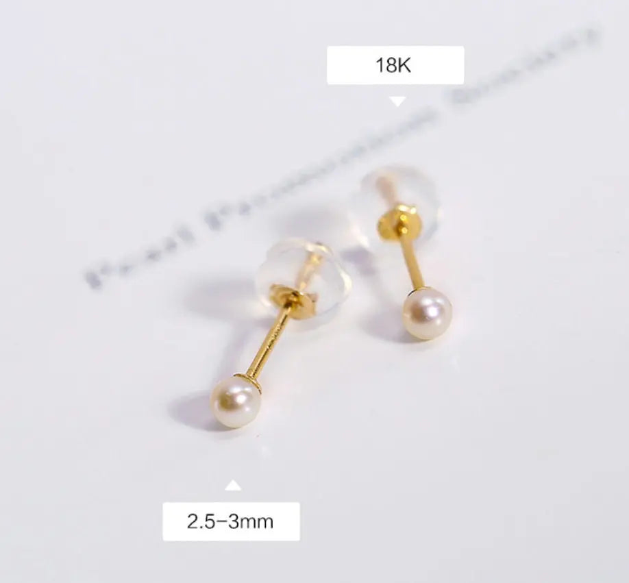 Natural Akoya Baby Champagne Pearl Earrings, 18k Solid Yellow Gold Handmade Stud Earrings, Anniversary Gift Idea, Gift for Her Etsy
