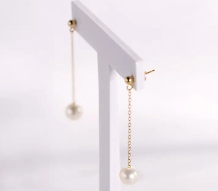 7-9mm High Luster White Beaded Pearl Earrings - 14K Yellow Gold Filled Etsy