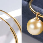 8mm Natural Akoya Golden Pearl Circle Earrings, 18K Solid Yellow Gold Akoya Pearl Handmade Earrings, Anniversary Gift Idea, Gift for Her Etsy